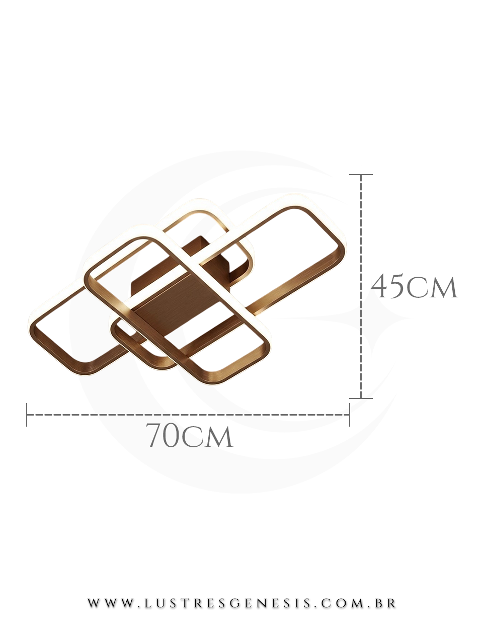 Plafon Moderno LED QX05326 QX05327 Retangular 70x45cm Bivolt, Sala de Estar, Quarto Casal, Cozinha, Banheiro, Suite Master